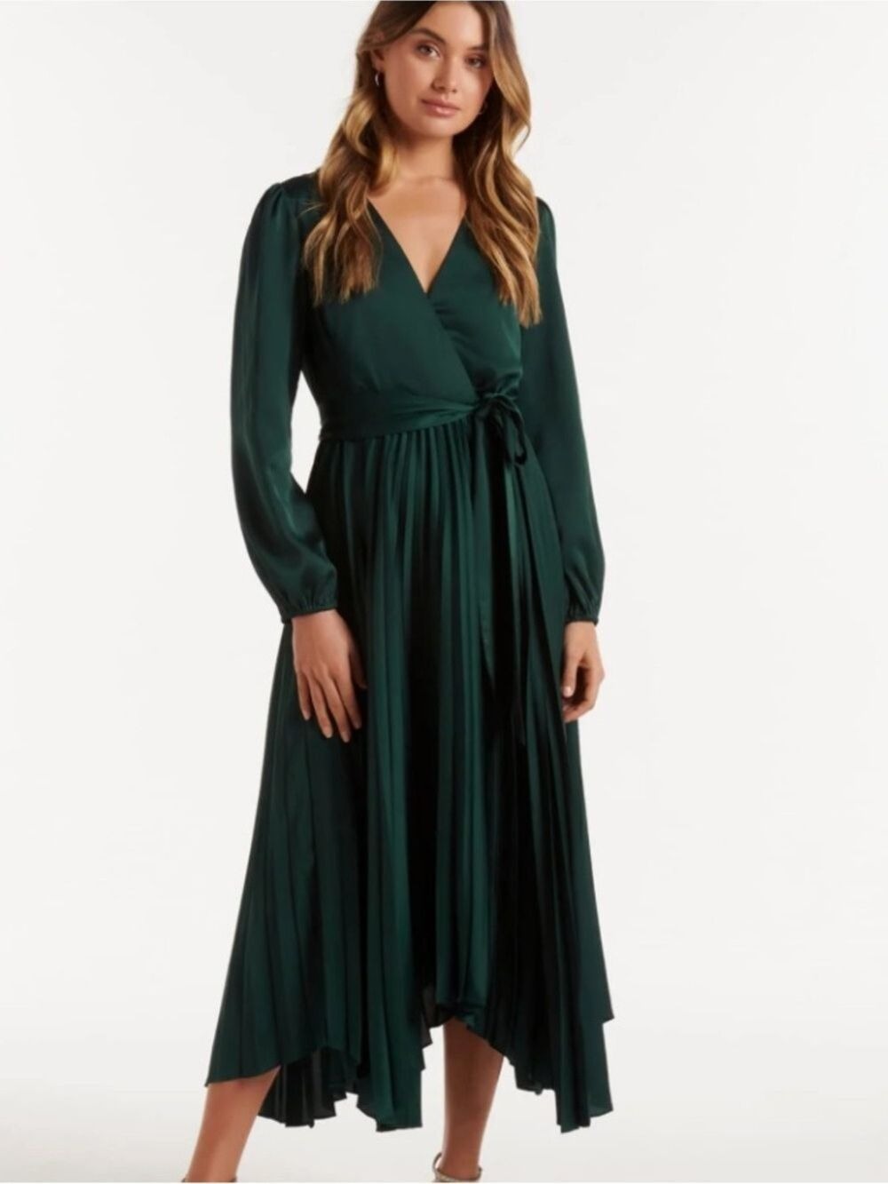 EverNew Marilyn Elegant Long Sleeve Wrap Midi Dress size 2 - Picture 11 of 11